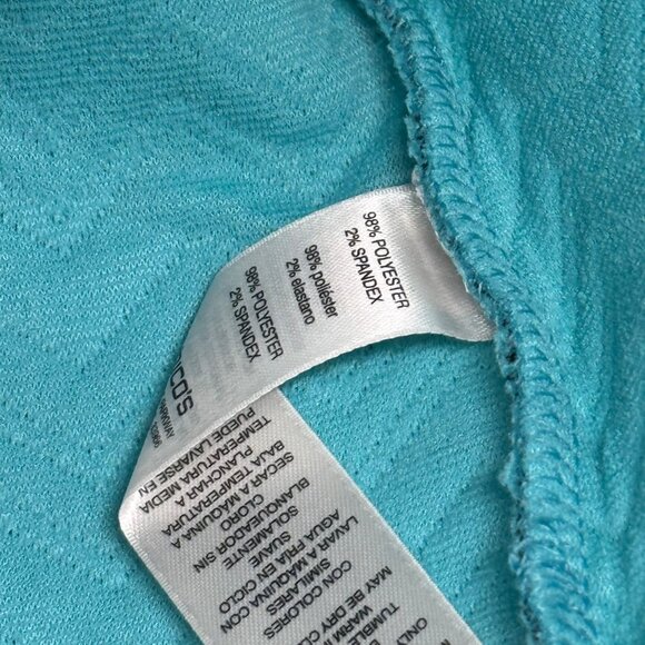 Chicos 2 Weekends Womens Turquoise Textured Knit top shirt Size large 3/4 sleeve - Picture 3 of 10